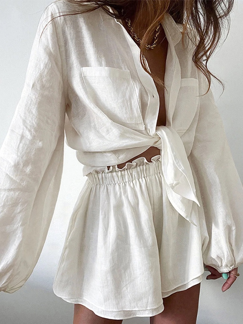 Commense Aegean 100% Cotton Two Piece Double Lined Shorts Set - Picture 3 of 14